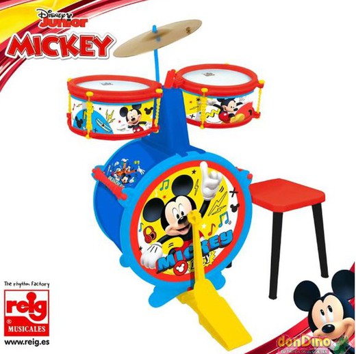 Bateria Sencilla Con Banqueta Mickey Dondino Juguetes