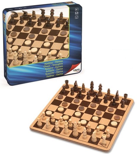 Boîte en métal de dames d'échecs
