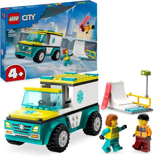 Ambulancia Emergencias Y Chico Snowboard Lego