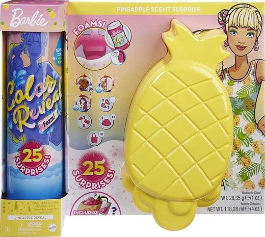 Barbie Color Reveal With Pineapple Foam
