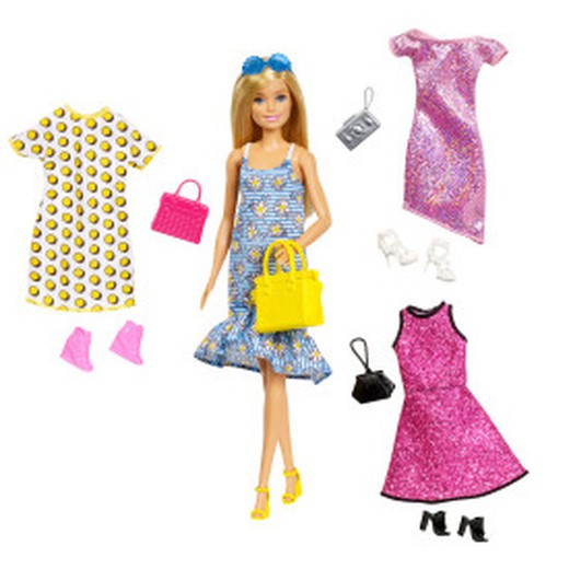 Barbie Fashionista con 4 modas