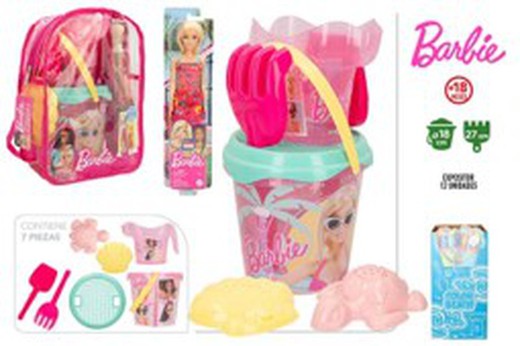 MOCHILA SET CUBO PLAYA BARBIE C/ACCES Y MUÑECA BAR