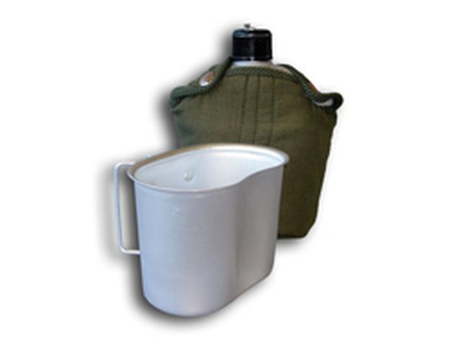 Aluminum canteen with 1l kettle.