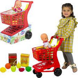 Supermarket Cart + Food + Doll