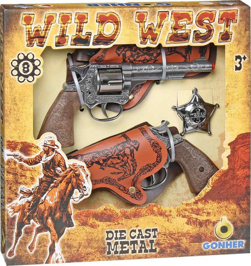 Estuche 2 Revolver 8T Wild West Doble