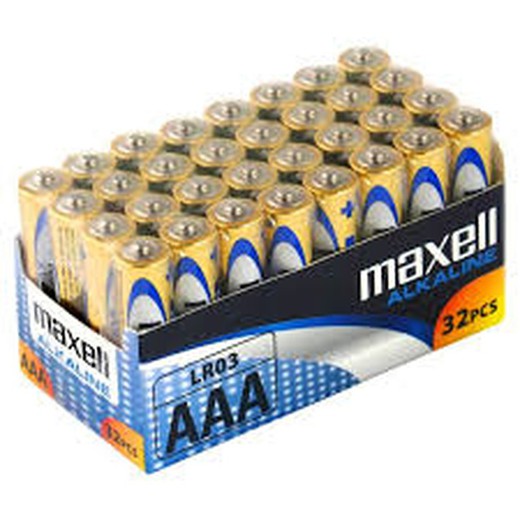Packa 32 alkaliska lr03-batterier