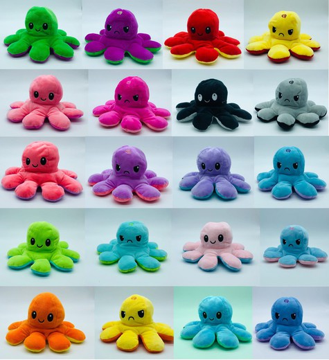 Reversible Octopus Plush 20 Cm. 10 Colors Assortment.