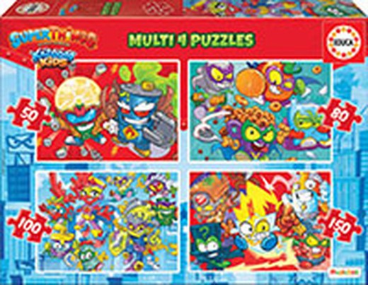 Puzzle Multi 4 Superthings (50-80-100-150 piezas)