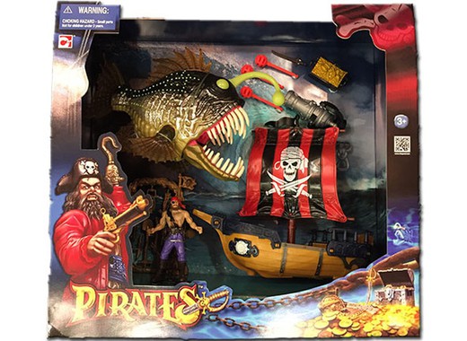 Set piratas barco y pez