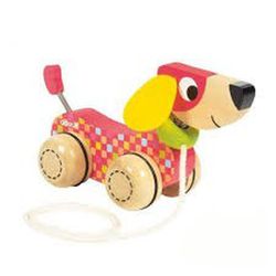 ARRASTRE MADERA PERRO SALCHICHA.