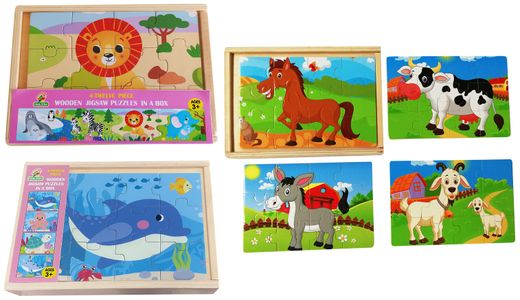 CAJA PUZZLE 12 PZAS STDO SELVA/GRANJA/MARINO