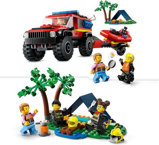 Camión De Bomberos 4X4 Con Barco De Rescate Lego
