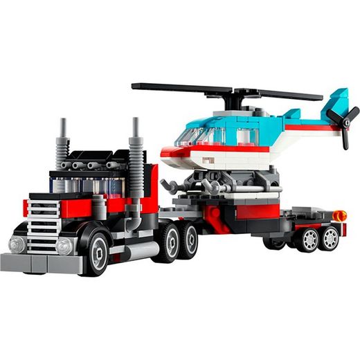 Camión Plataforma Con Helicóptero Lego