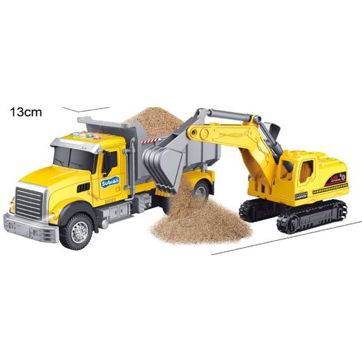 CAMION VOLQUETE Y EXCAVADORA LUZ Y SONIDO