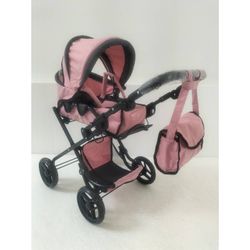 COCHE CAPOTA C/BOLSO ROSA-NEGRO