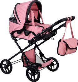 COCHE CAPOTA C/BOLSO ROSA-NEGRO