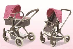 *COCHE CAPOTA RUEDAS GIRATORIAS GRANDE MARRON-ROSA