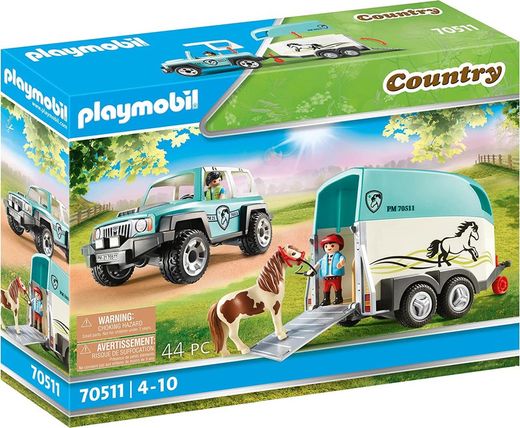 Playmobil Coche Con Remolque Para Poni