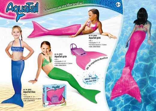 Cola sirena con aletas azul 9 12