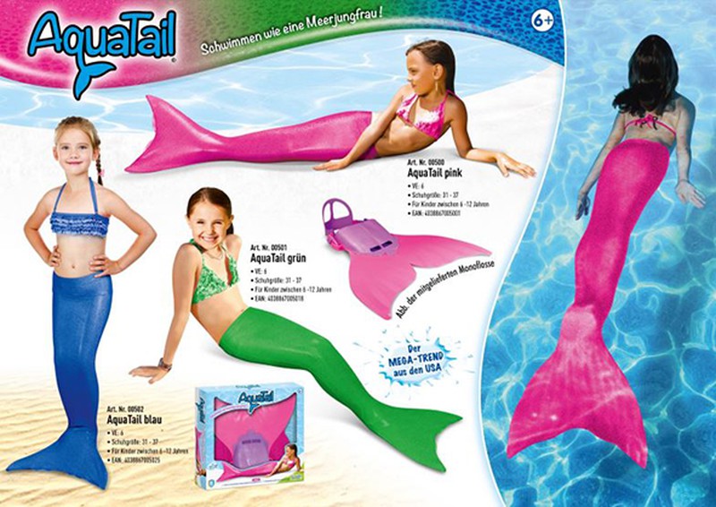 Cola sirena con aletas rosa 6 8 — DonDino juguetes