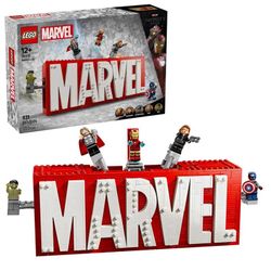 Lego Super Heroes Marvel-Logotipo Marvel Y Minifiguras