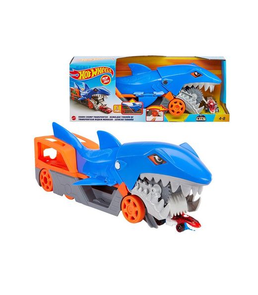 Hot Wheels Shark Transporter – Camión Tiburón Devora Coches
