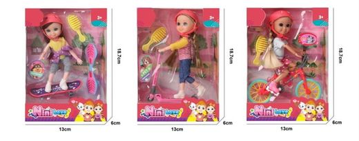 MUÑECA NINI LOVE 15CM PATINETE/BICI/MONOPATIN SURT