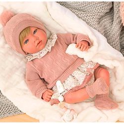 MUÑECA REBORN ABRIL ROSA MANTA 40CM.