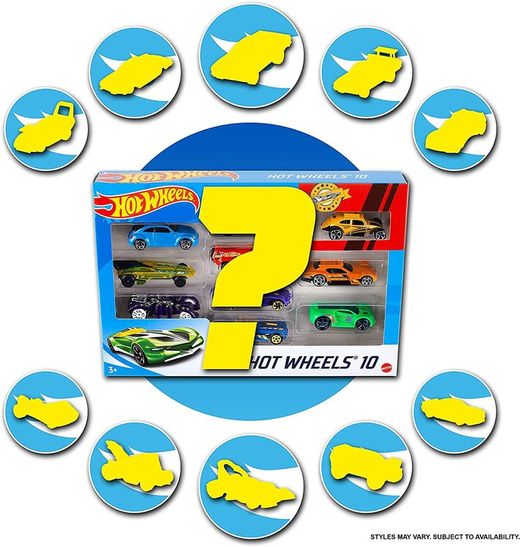 Pak 10 hotwheels in