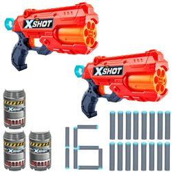 SET 2  PISTOLAS X-SHOT /16 DARDOS Y 3 LATAS