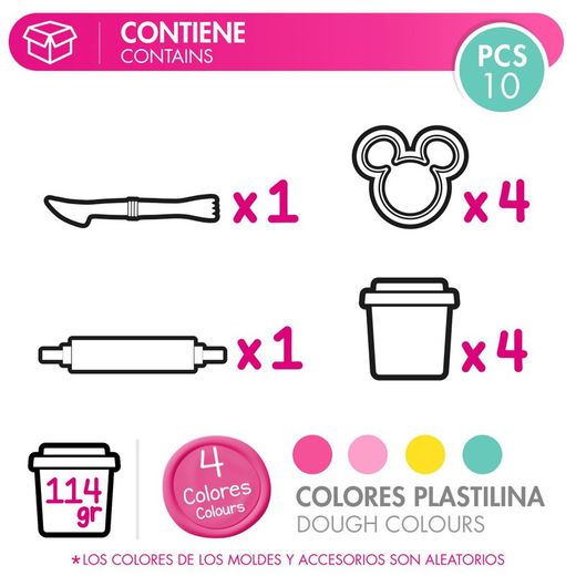 Pack 4 B. Plasticine 110g. Moules Et Outils Minnie