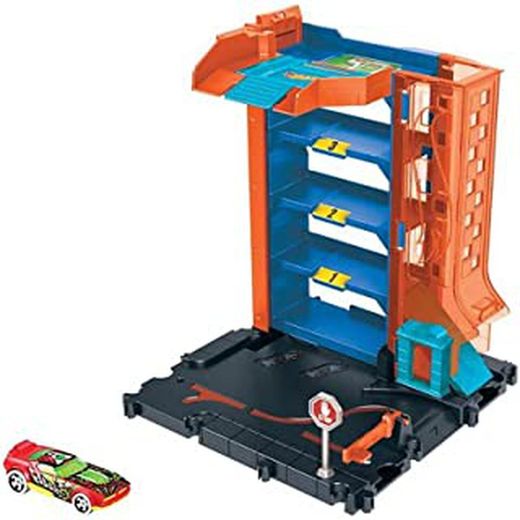 Hot Wheels City Parking para coches, pistas para coches de juguete (Mattel HDR28)
