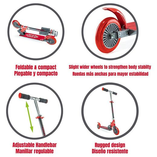 Patinete 2 Ruedas Plegable Rojo