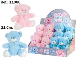 Peluche Osito Lazo Rosa/Azul 21Cm