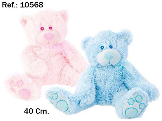 Peluche Oso Azul Y Rosa 40Cm.