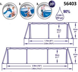 PISCINA TUBULAR RECTANGULAR 259x170x61 CM.