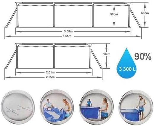 PISCINA TUBULAR RECTANGULAR 300x201x66 CM.