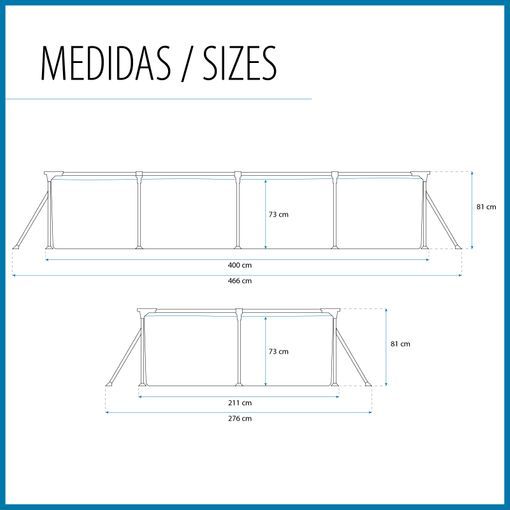 PISCINA TUBULAR RECTANGULAR 400x211x81 CM.