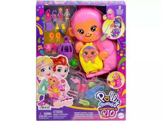 Polly Pocket Cofre Bolso Mama Oso Y Bebe Set Jgo