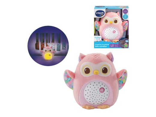 Proyector De Peluche Buho Estrellitas Rosa