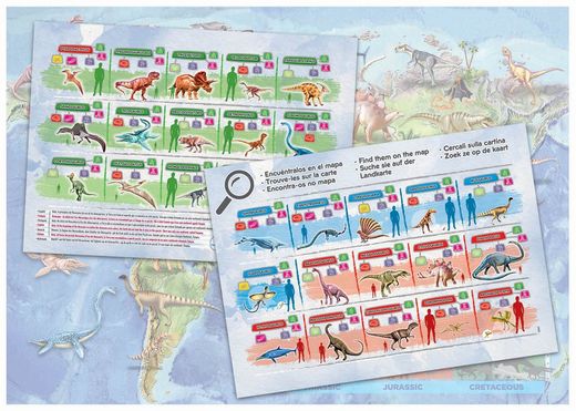 Puzzle 150 piezas Mapamundi Dinosaurios C/Lámina - Educa