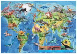 Puzzle 150 piezas Mapamundi Dinosaurios C/Lámina - Educa