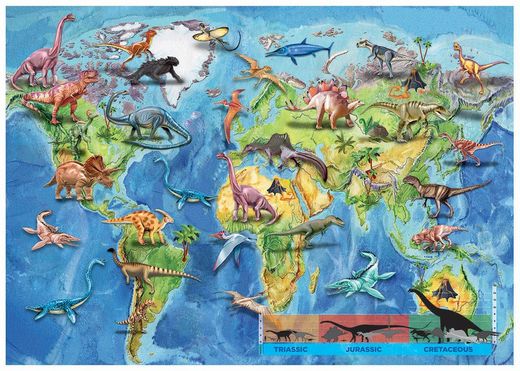 Puzzle 150 piezas Mapamundi Dinosaurios C/Lámina - Educa