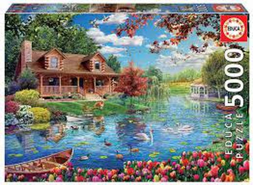 Puzzle 5000 piezas Casita En El Lago