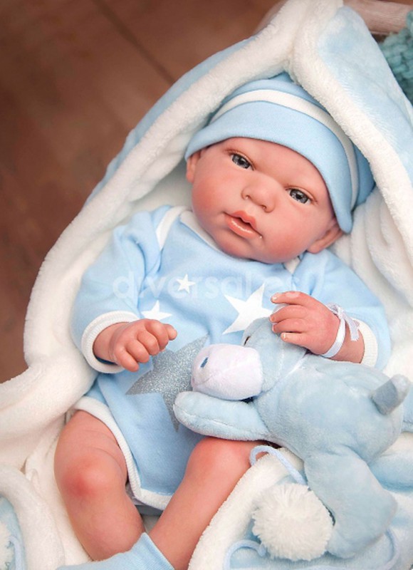 Bebe reborn paulo 40 cm.manta azul Juguetes Don Dino