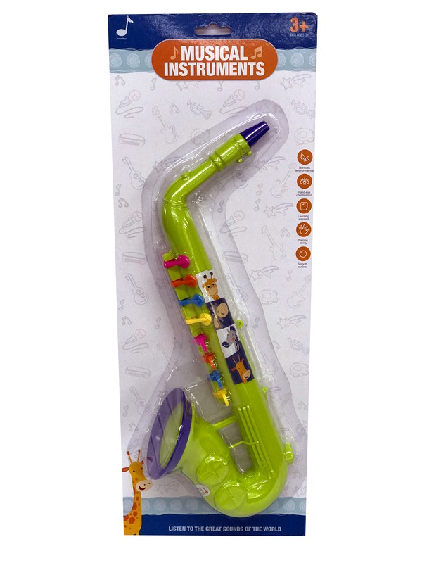 Vista botón Aumentar Saxofon Plastico 2 Col — DonDino juguetes