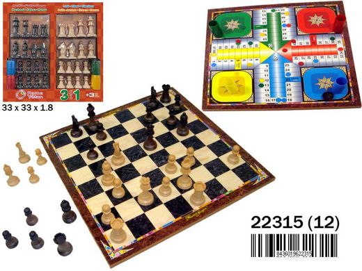 TABLERO PARCHIS OCA AJEDREZ C/ACCE.