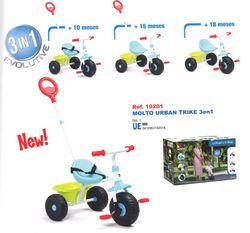 TRICICLO METAL.C/PALO URBAN AZUL